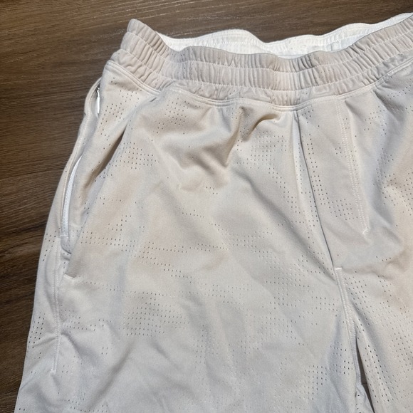 Lululemon Mens SMALL Pace Breaker LINED Short 7" Jacquard Perforated BONE White - Picture 3 of 12